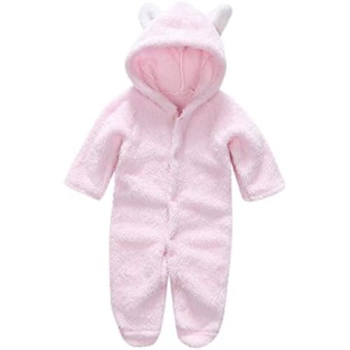 Toddler Baby Boys Girls Fleece Rompers Cute Bear Ears Hooded Plush Jumpsuits Keep Warm Fall Winter Outfits