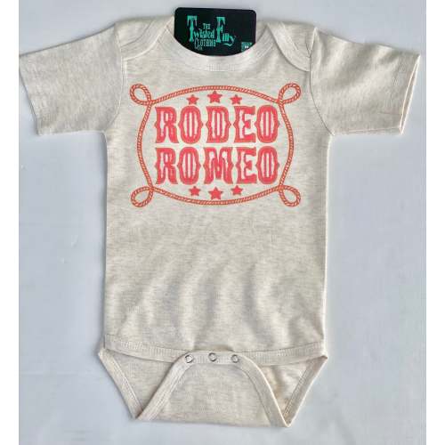 Rodeo Romeo - S/S Infant One Piece - Oatmeal – The Twisted Filly Clothing Co.