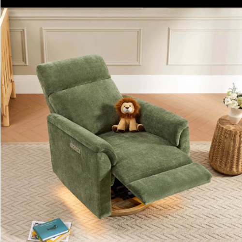 Lulla Power Swivel Nursery Glider Recliner with Power Headrest and Nightlight