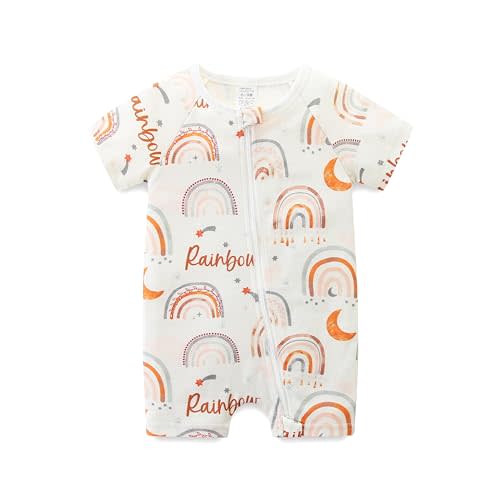 Babymine Baby Boy Girl Romper Short Sleeve 100% Cotton Bodysuit Outfits 2 Way Zipper Jumpsuit
