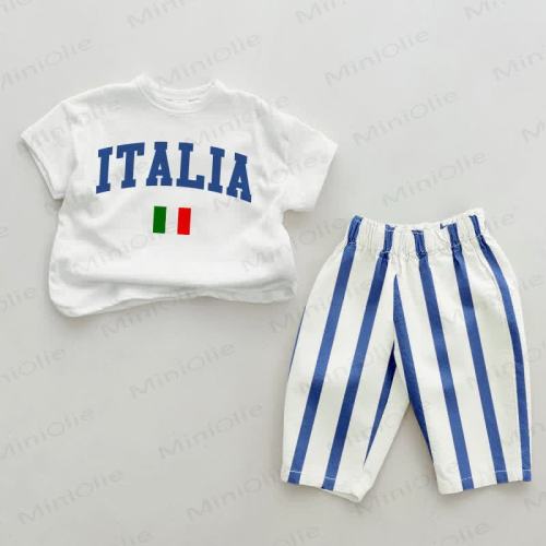 ITALIA Baby 2-piece Blue Vertical Striped Set