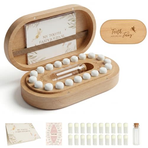 Tooth Fairy Tooth Holder, Baby Teeth Keepsake Box, Unisex | Premium Wood