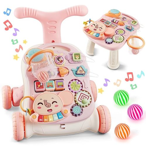 TOY Life 3-in-1 Baby Push Walker & Activity Center, 12+ Months, Pink