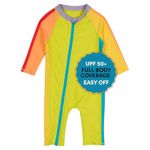 SwimZip UPF50+ Boys Swim Shirt, Long Sleeve One Piece Kids Sunsuit | Baby, toddler and boys' sunsuit with quick dry fabric, easy full zip, and sun protection that blocks 98% of UVA & UVB rays