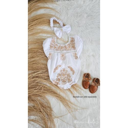 Embroidered Baby Bodysuit and Bow Set: Mexican Cielito Lindo Outfit