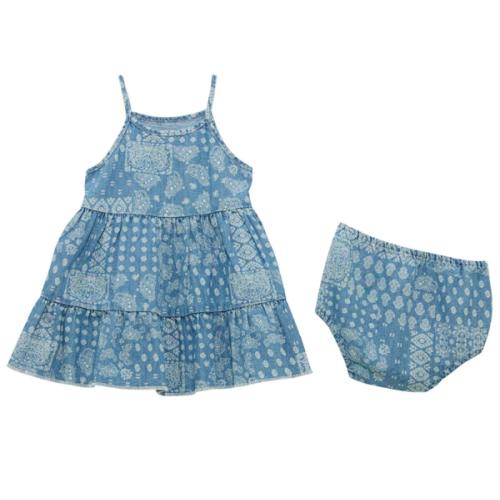 Wrangler Infant Girls' Bandana Print Denim Dress Set - 2 Piece