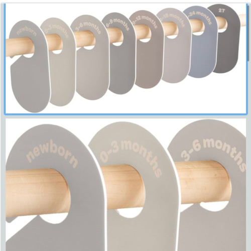 3 Sprouts Baby Closet Dividers Set of 8 - Baby Clothes Organizer Toddler Hanger, Double-Sided Size Labels - Nursery Organization for Baby Clothing Newborn Infant to 2T Boy & Girl - Gray & Beige