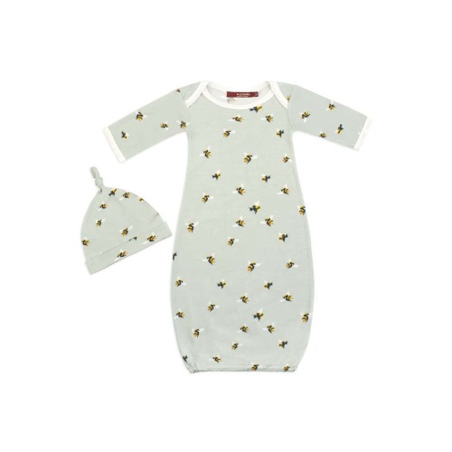 Newborn Gown and Hat Set, 0-6M