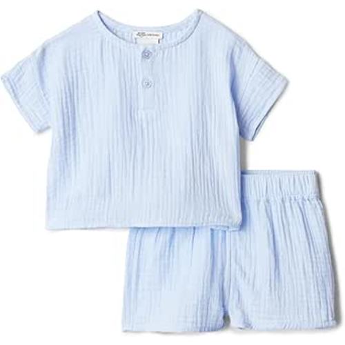 Amazon Essentials x Sofia Grainge Unisex Toddlers' and Babies Cotton Gauze Shirt & Shorts Play Set