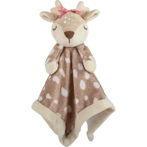 Minky Animal Snuggler Lovey Blanket for Kids, Babies, Boys, Girls, Gender Neutral Security Blanket with Stuffed Animal (Freckled Fawn)