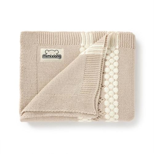 mimixiong 100% Coton Baby Blanket Knitted Receiving Baby Blankets for Newborns Boy Girl 40x30 Inch