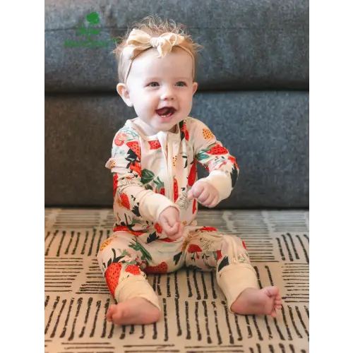 bamboo fiber romper cute strawberry print long - Temu