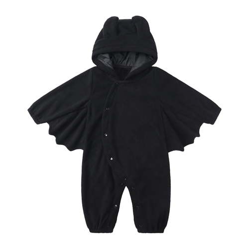 bbymog Halloween Baby Boy Romper Fashin Bat Hooded Long Sleeve Rompers for Girls Baby Clothes Black B 95