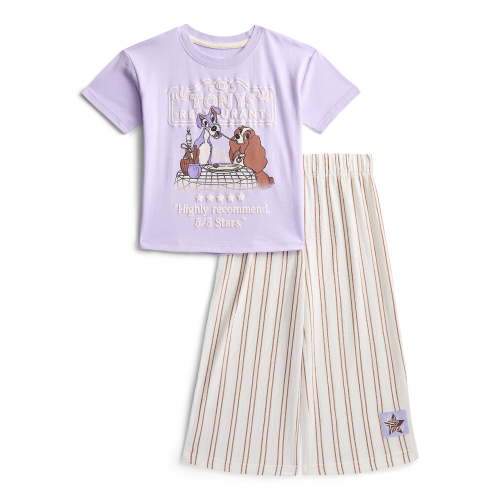 Disney Classics Toddler Girls Lady and the Tramp Graphic Tee and Stripe Pants, Sizes 12M-5T