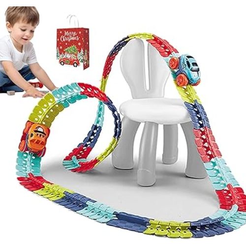 Anti Gravity Race Track with Car, Defy Gravity, 360° Electric Climbing Car Race Tracks with Lights, Flexible Race Track, Multicolor Glow in The Dark Race Car Track Set (184pcs)