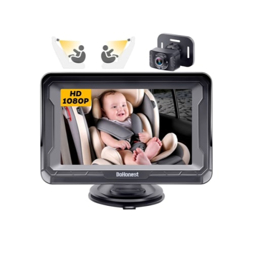 DoHonest Baby Car Camera HD 1080P - Rear-Facing Car Baby Monitor with Night Vision, Adjustable View Angle, Easy Setup, Anti-Glare Display, Safety for Kids & Infants