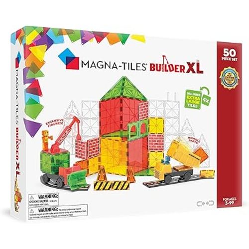 MAGNA-TILES Builder XL 50-Piece Magnetic Construction Set, The Original Magnetic Building Brand