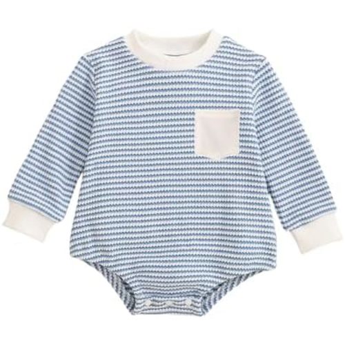 Baby Sweatshirt Romper Boy Girl Waffle Knit Long Sleeve Striped Romper Oversized Sweater Newborn Fall Winter Clothes