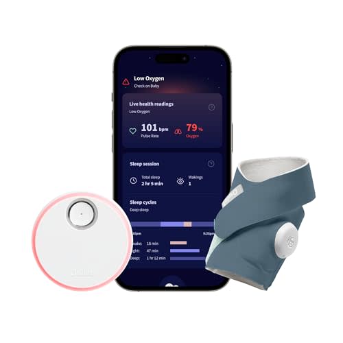 Owlet Dream Sock - Smart Baby Monitor with 2.4 GHz Wi-Fi - Foot Sensor to Track Heartbeat and Oxygen O2 Levels in Infants - Notifications for Night Wakings, Movement and Sleep State - Bedtime Blue