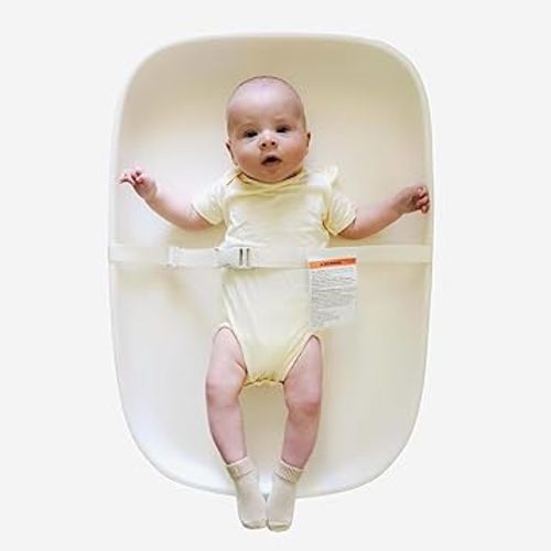 Snuggle Me® Baby Changing Pad - Soft PU Foam Diaper Changing Pad for Dresser, Scandi-Inspired with Wooden Base in Light Oak Finish, Wipe-Clean Surface & Safety Strap (27.6" × 18.9" × 3.9")