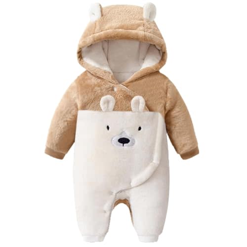 Fairy Baby Newborn Baby Snowsuit Bear Onesie Romper Winter Warm Coat Infant Fleece Footie Jumpsuit for Girls Boys 0-18M