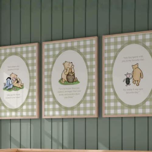 Classic Storybook Nursery Quotes Art Sage Green Gingham