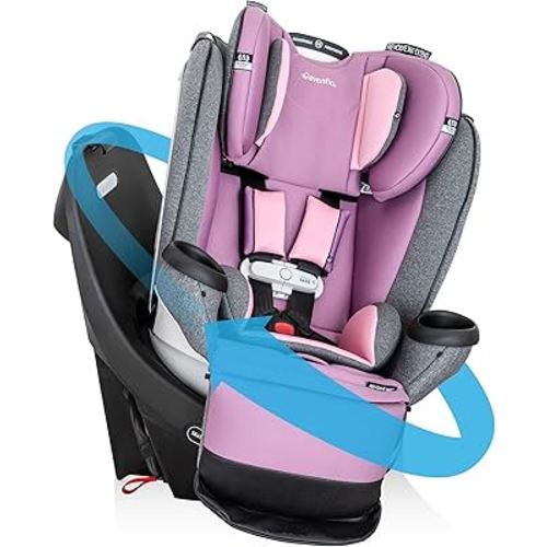 Evenflo Gold Revolve360 Extend All-in-One Rotational Car Seat with SensorSafe (Opal Pink)