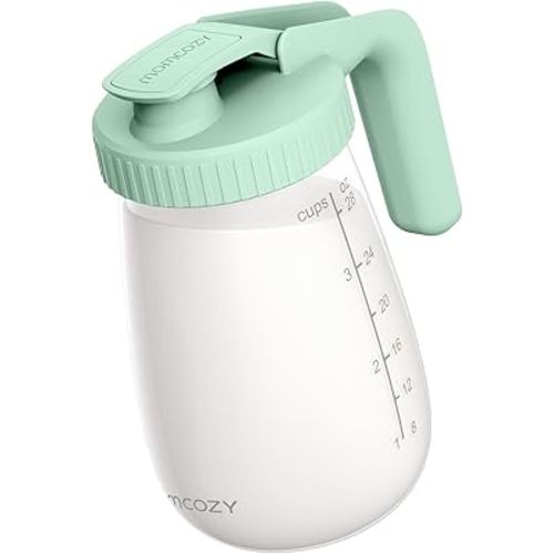 Momcozy Breast Milk Pitcher, Resistant to Heat and Cold Abrupt Temp Swings, No Leak Glass Breast Milk Fridge Storage Container with Wide Mouth, Fast Baby Formula Maker, Breastfeeding Essentials, Green