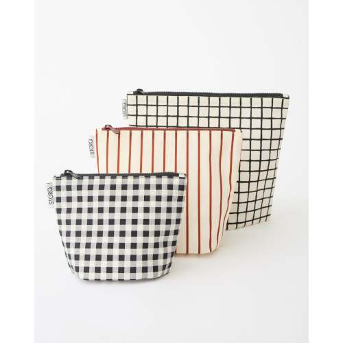 3 Piece Reusable Organizing Pouches For Diaper Bag | Black Grid - Storq by Kindred Bravely