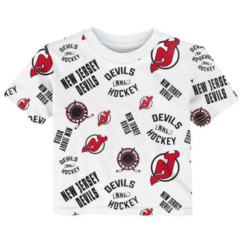 Infant New Jersey Devils Outerstuff White Run Down Allover Print T-Shirt