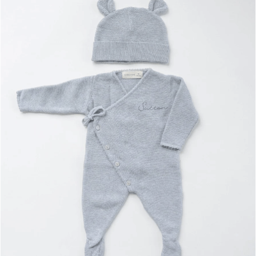 Embroidered Wrap Knit Footie