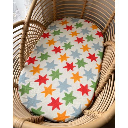 Organic Muslin Fitted Sheet - Star Confetti – AEGI BLOOM