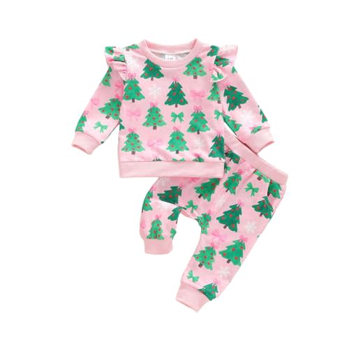 BemeyourBBs Newborn Toddler Baby Girl Outfit Ruffle Shirt and Pants Clothes | Toddler Baby Girl Clothes for Fall Winter Spring, 2 Piece Set, Good for Gift, Holiday, Pototshoot and Daily, for 0-3 Years
