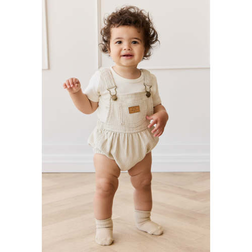 Pax Playsuit - Fine Vertical Stripe Sandy Brown/Cloud – Jamie Kay USA
