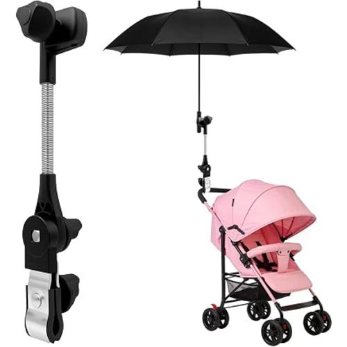 Umbrella Holder, 360° Adjustable Universal Umbrella Mount for Push Carts & Club Cars, Scratch-Free Clamp Attachment for Sun & Rain Protection
