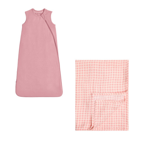 Tiny Kind Swaddle Blanket & Sleep Bag Set - Pink Gingham, Small