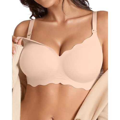 DEANGELMON Maternity Nursing Bra for Women Breastfeeding - Jelly Pregnancy Pumping Breast Feeding Seamless Bras with Support