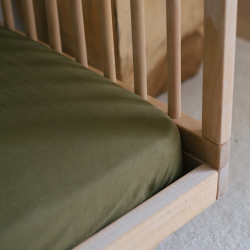French Linen Cot Sheet - Olive
