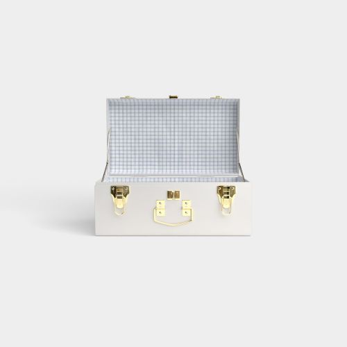 Mini Trunk - White - Picnic in Blue / Embroidery