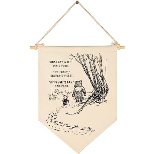 Winie Nursery Flag the Pooh,Nursery Wall Decor,Baby Bedroom Decor,Playroom Sign,Front Door Decor,Banner Decor Gift for Friends Boy Girl Kids,Baby Gift Shower for Daguther Son,New Home Birthday Gift