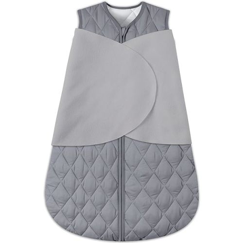 Newborn Sleep Sack Baby Swaddle,3-Way Adjustable Wearable Blanket,Swaddling Sleeping Bag,TOG 2.5 (Gray, 0-3 Months)