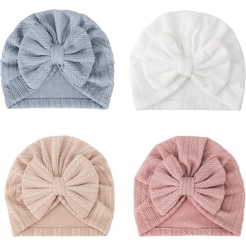 Newborn Baby Girl Hats with Bow Toddler Infant Beanie Cap Newborn Hospital Hats for Baby Girl Kid 3-12 Months