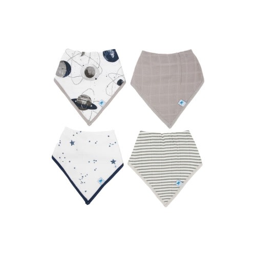 4-Pack Fleece & Cotton Muslin Bandana Bib