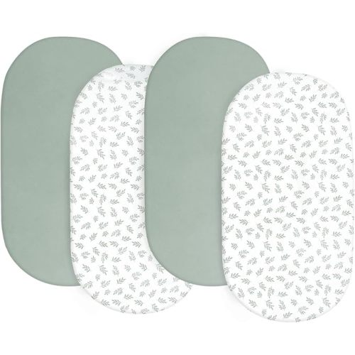 Baby Bassinet Sheets 4 Pack Compatible with SNOO Smart Sleeper and UPPAbaby Bassinet, Ultra Soft & Skin-Friendly, Washer & Dryer, Green