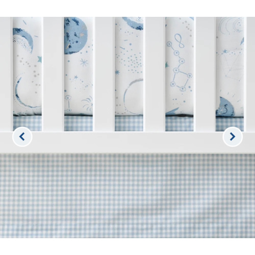 Ditsy Gingham Classic Cool Organic Cotton Percale Tailored Crib Skirt