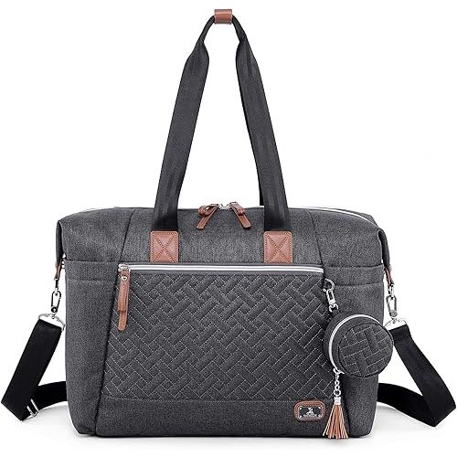 Dikaslon Diaper Bag Tote Waterproof Changing Bag with Changing Mat and Pacifier Holder - Large Maternity Bag for Mom or Dad