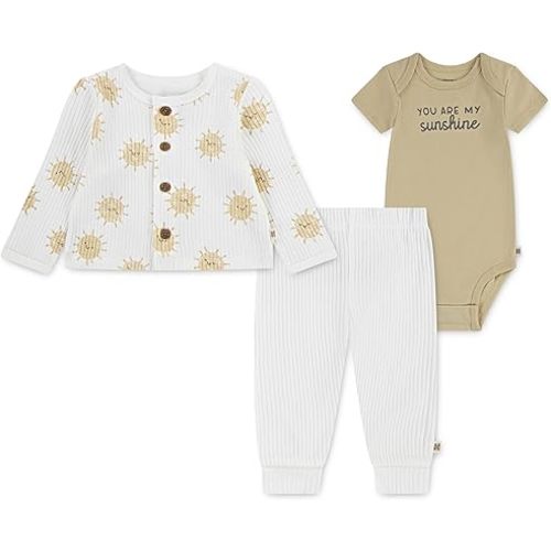 HUGGIES Baby Bodysuit, Sweater and Pants 3-piece Outfit Set