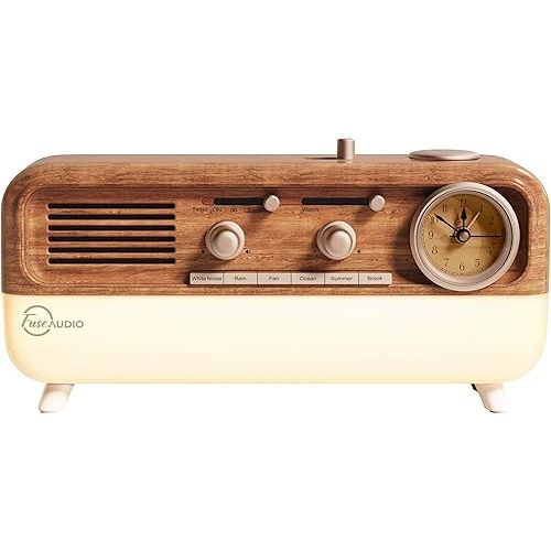 Fuse DRM Sleep Machine | Analog Alarm Clock with Bluetooth Speaker | 6 Soothing Sleep Sounds | Adjustable Lighting Options