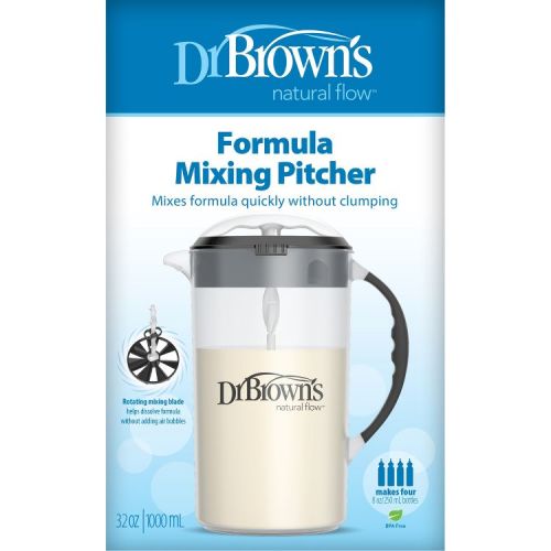 Dr. Brown's Baby Formula Mixing Pitcher with Locking Lid & No Drip Spout - 32oz - Black