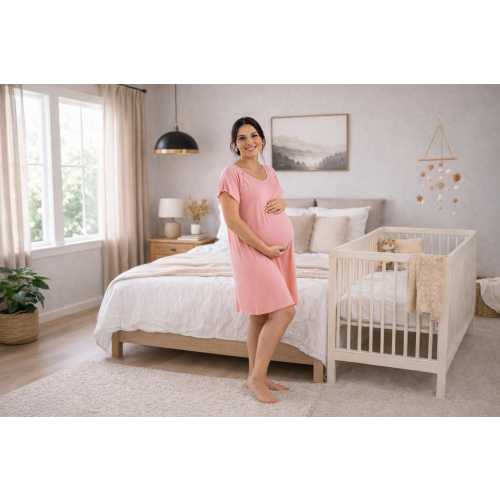 Pink Cotton Gown, Labor Delivery or Lounging. Back and Shoulder open options available